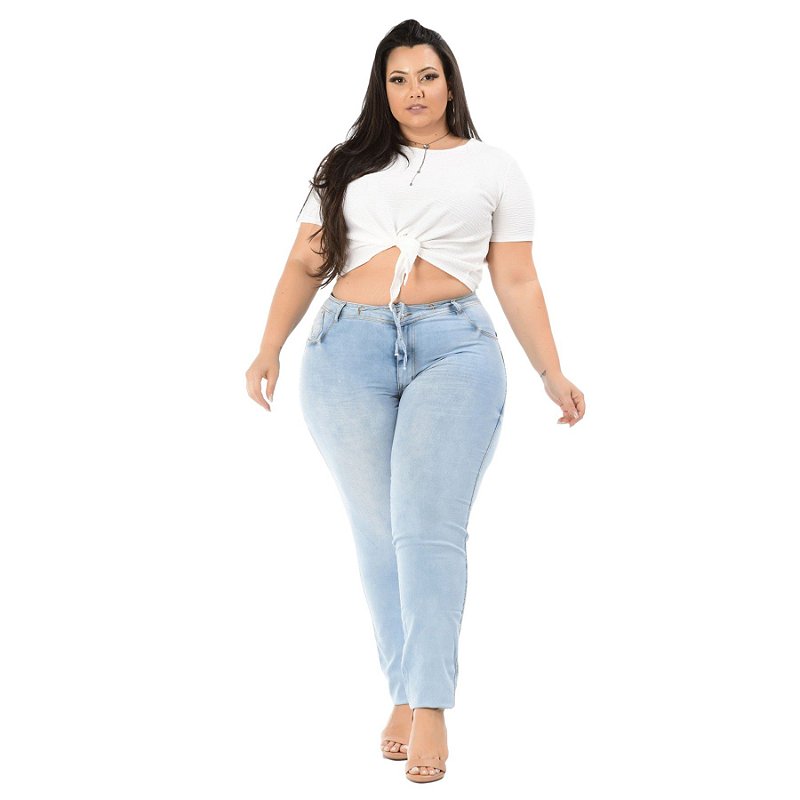Calça Jeans Credencial Plus Size Skinny Valderina Azul