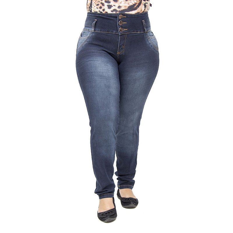 Calça Jeans Feminina Legging Hevox Plus Size Cintura Alta com Elástico