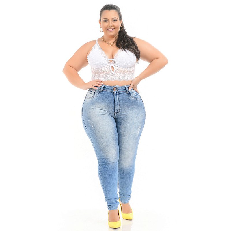 Calça Jeans Xtra Charmy Plus Size Skinny Normelia Azul