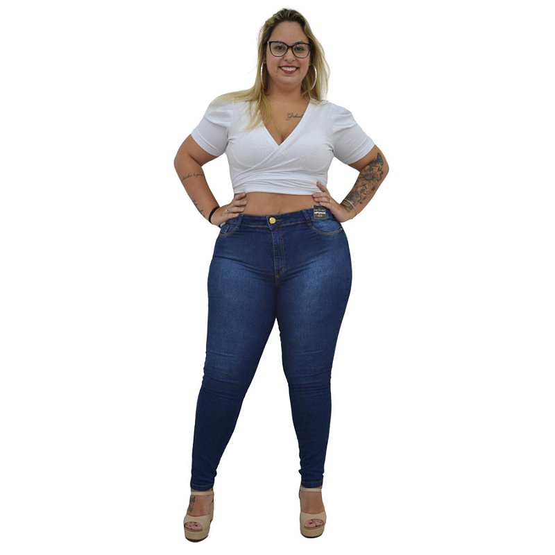 Calça Jeans NForce Plus Size Skinny Layslaisa Azul