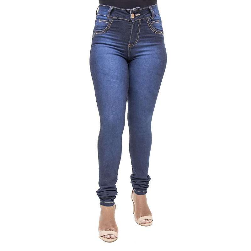 Calça Jeans Feminina Legging Credencial Azul Hot Pant Cintura Alta