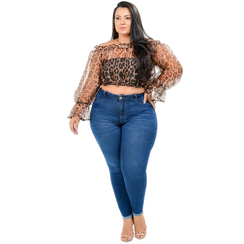 Calça Jeans Cambos Plus Size Skinny Adryella Azul