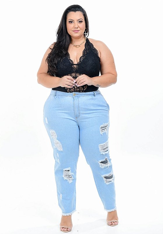 Calça Jeans Helix Plus Size Mom Aurilia Azul
