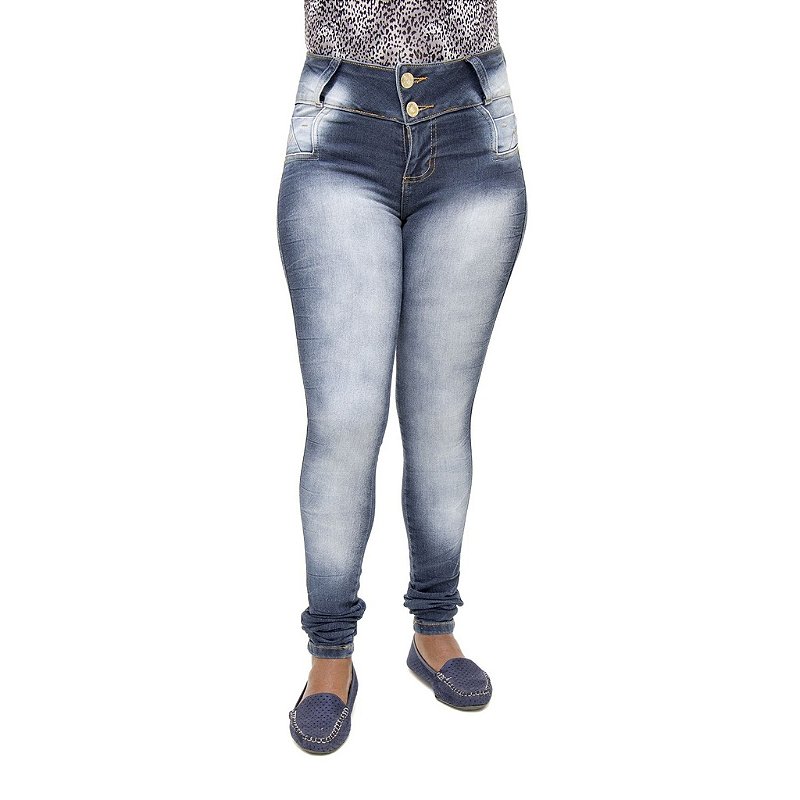Calça Jeans Feminina Legging Credencial Escura Manchada