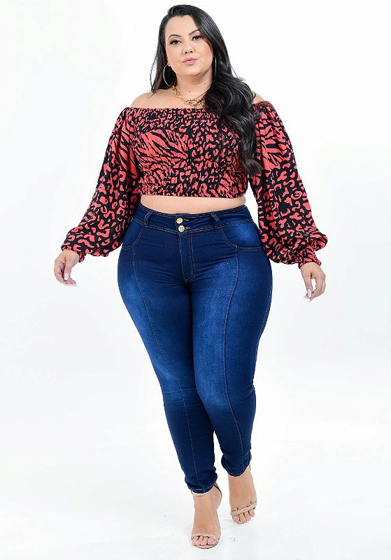 Calça Jeans Potencial Plus Size Skinny Gilssaha Azul