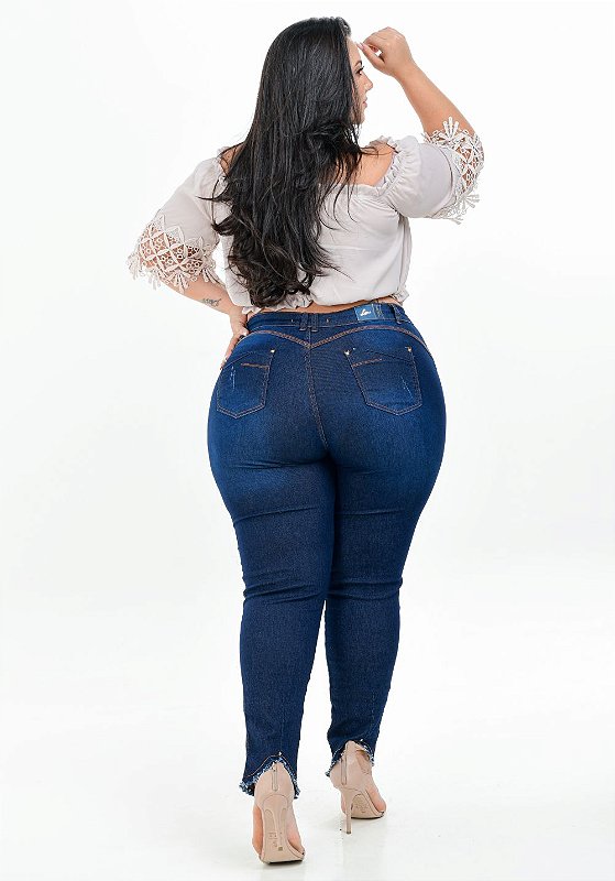 Calça Jeans Latitude Plus Size Cigarrete Abnaia Azul