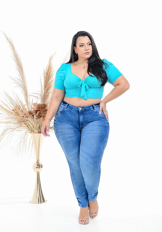 Calça Jeans Latitude Plus Size Skinny Karie Azul