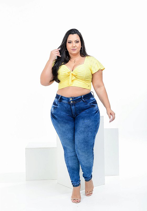 Calça Jeans Latitude Plus Size Skinny Biviana Azul