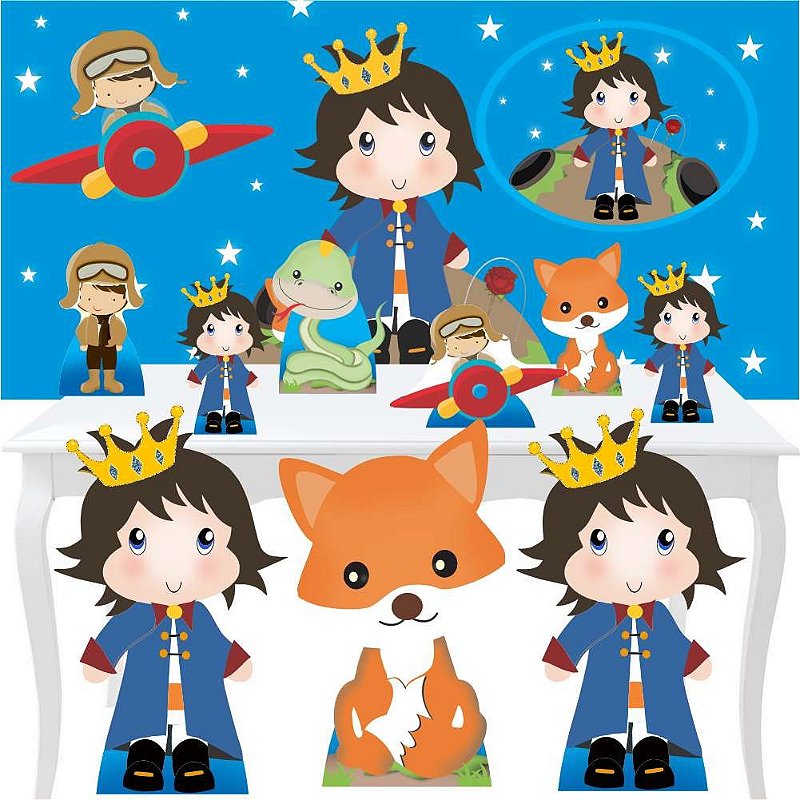 Combo Festa Premium Painel Totem Pequeno Principe Moreno Decorando E Grudando