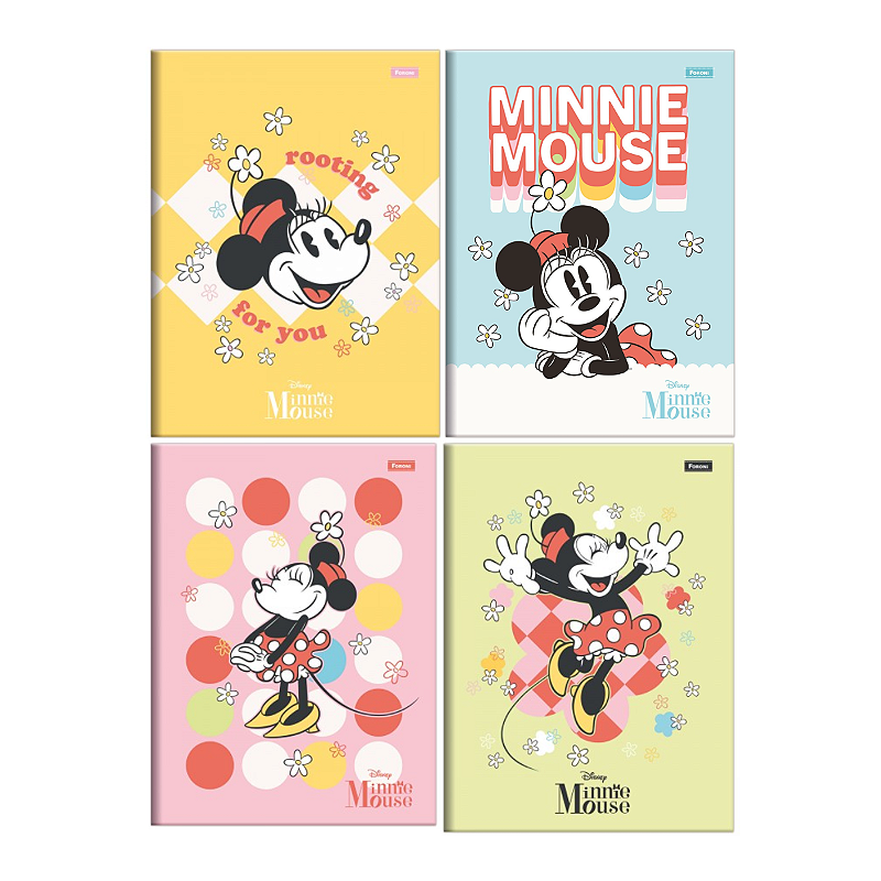 Kit 4 Cadernos Foroni Minnie Mouse Brochurão 80 Fls