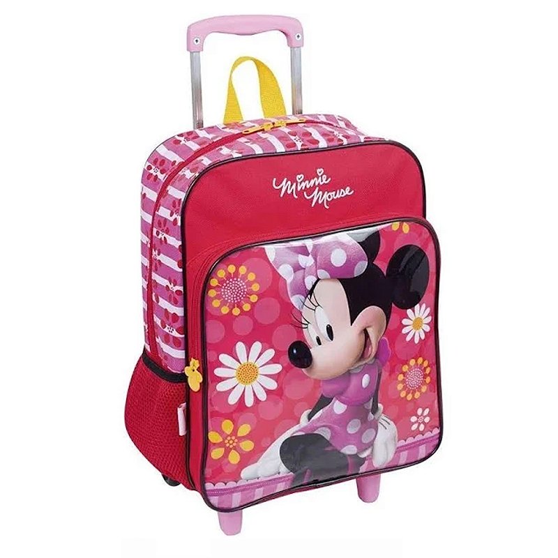 Mochila De Rodinha Sestini Minnie Escolar Infantil C/ Bolso