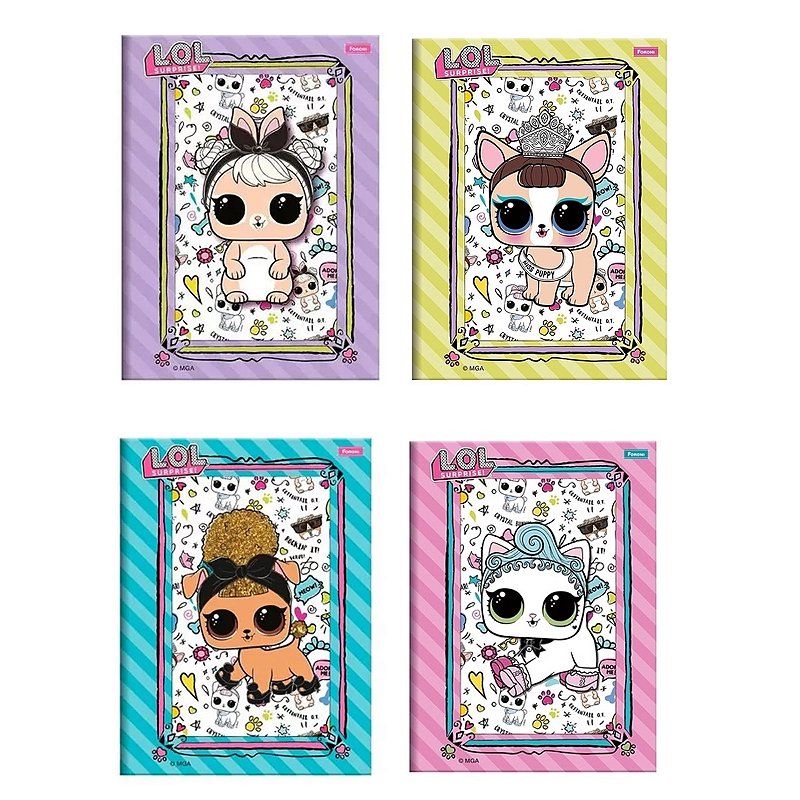 Caderno de Bilhete Foroni L.O.L Pets 1/4 Pequeno Sortido