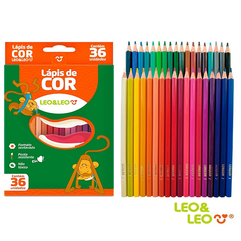 Lápis De Cor 36 Cores Leo & Leo Sextavado