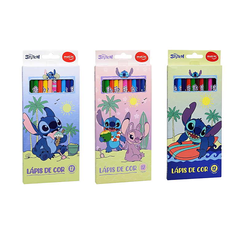 Lápis de Cor Lilo & Stitch 12 Cores MoLin