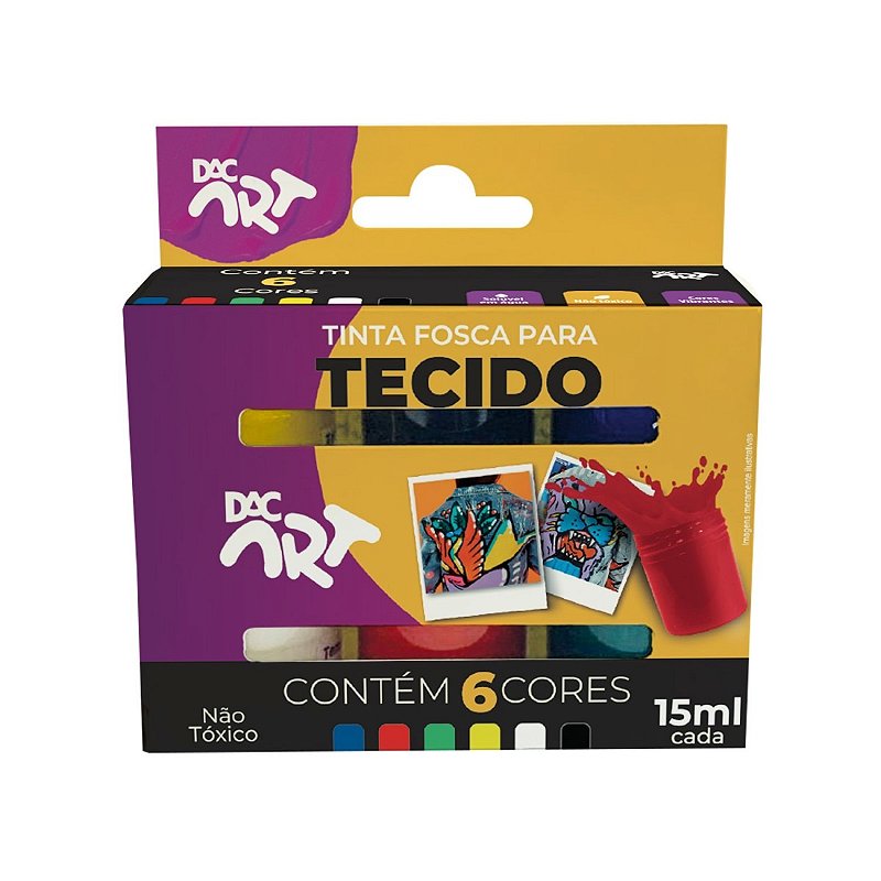 Tinta Fosca Para Tecido 6 Cores DAC Art