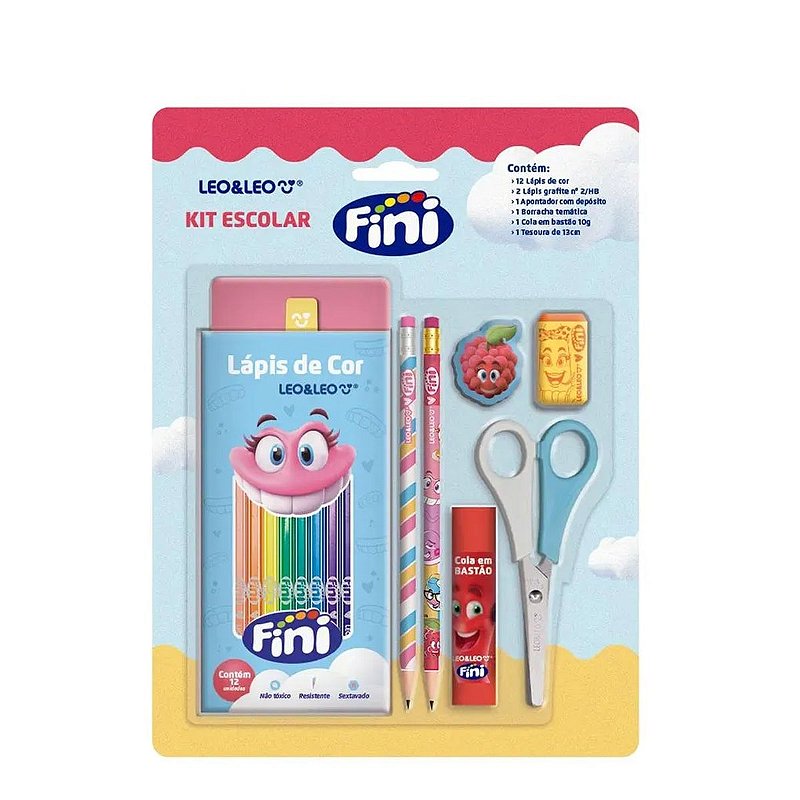 Kit Escolar Infantil C/ 7 Peças Fini - Leo&leo