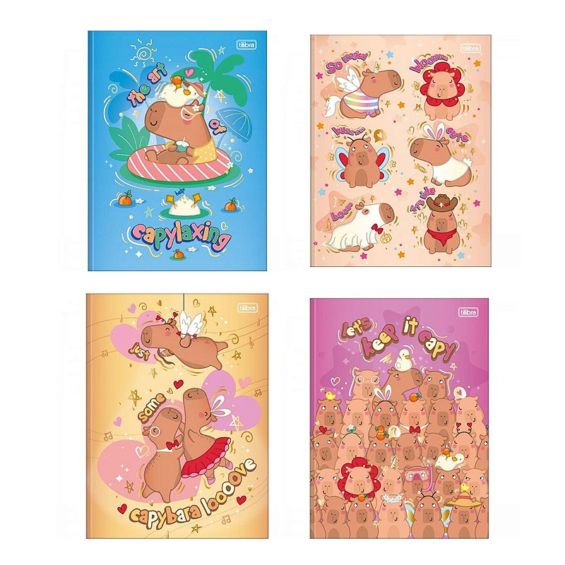 Caderno Brochura CapyClub Capivara Capa Dura 80 Folhas Tilibra