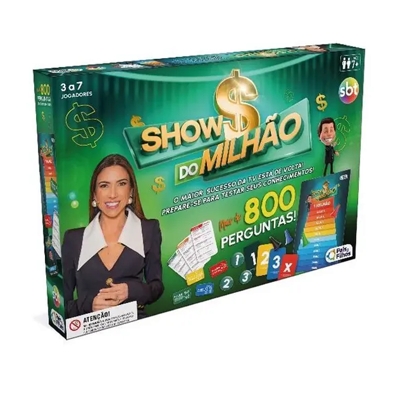 Jogo de Tabuleiro Show do Milhão Silvio Santos SBT Aprendizado e Diversão Garantida Pais&Filhos