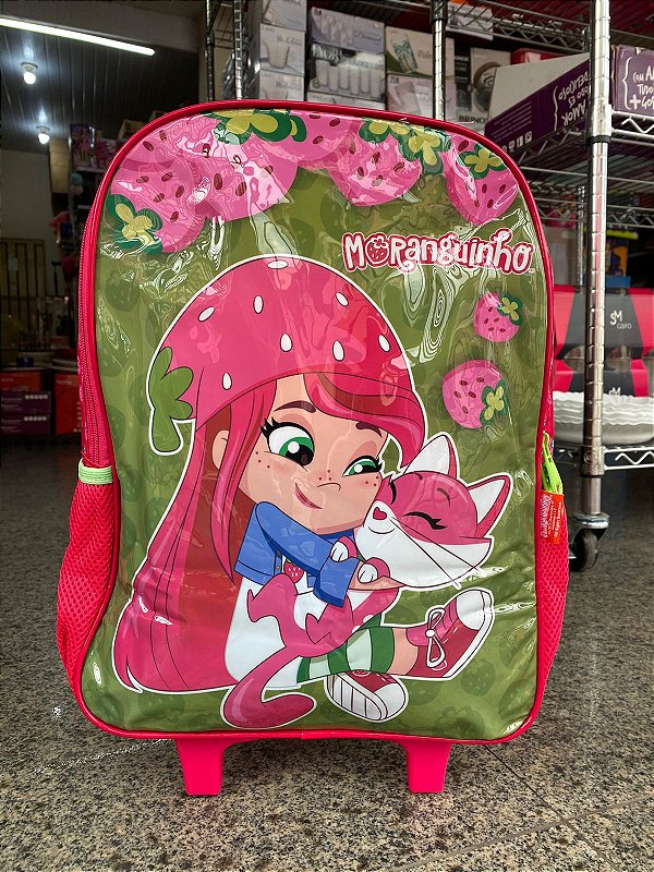 Mochila De Rodinha Luxcel Moranguinho Escolar Infantil