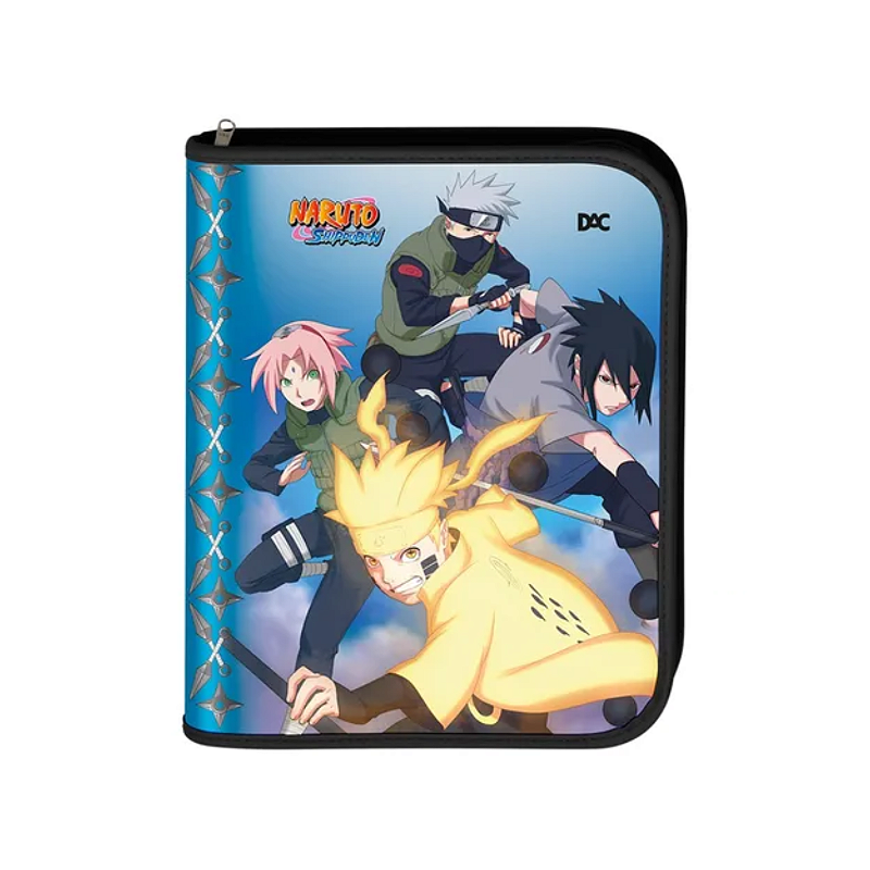 Fichário Escolar Universitário Argolado Naruto Dac 48 Folhas Ziper