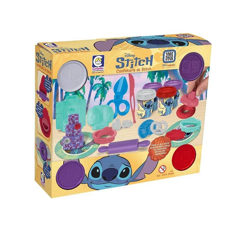 Kit Massinha Confeitaria do Stitch Massa de Modelar Cotiplás  4 Potes