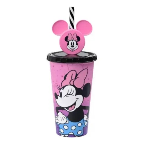 Copo de Refrigerante com Canudo Minnie Mouse Disney 500ml Plasútil