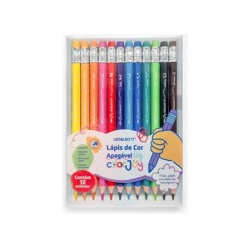 Lápis De Cor Apagável Big Color Joy 12 Cores Leo & Leo