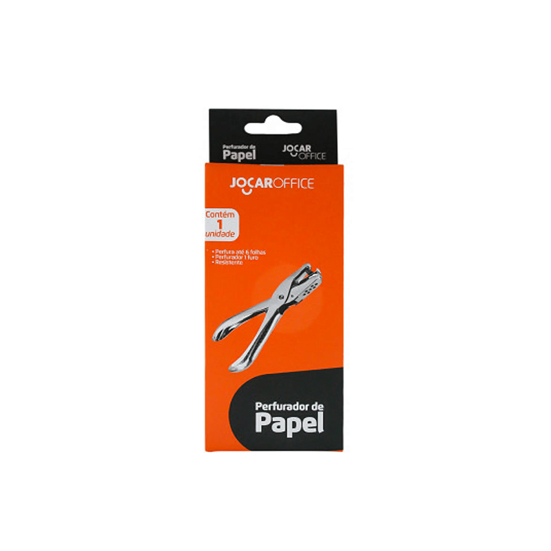 Perfurador de Papel Jocar Office 1 Furo Até 6 Folhas