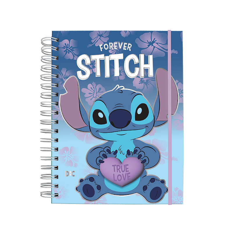 Caderno Smart Universitário Forever Stitch Disney 15 Mat Removível 140 Folhas