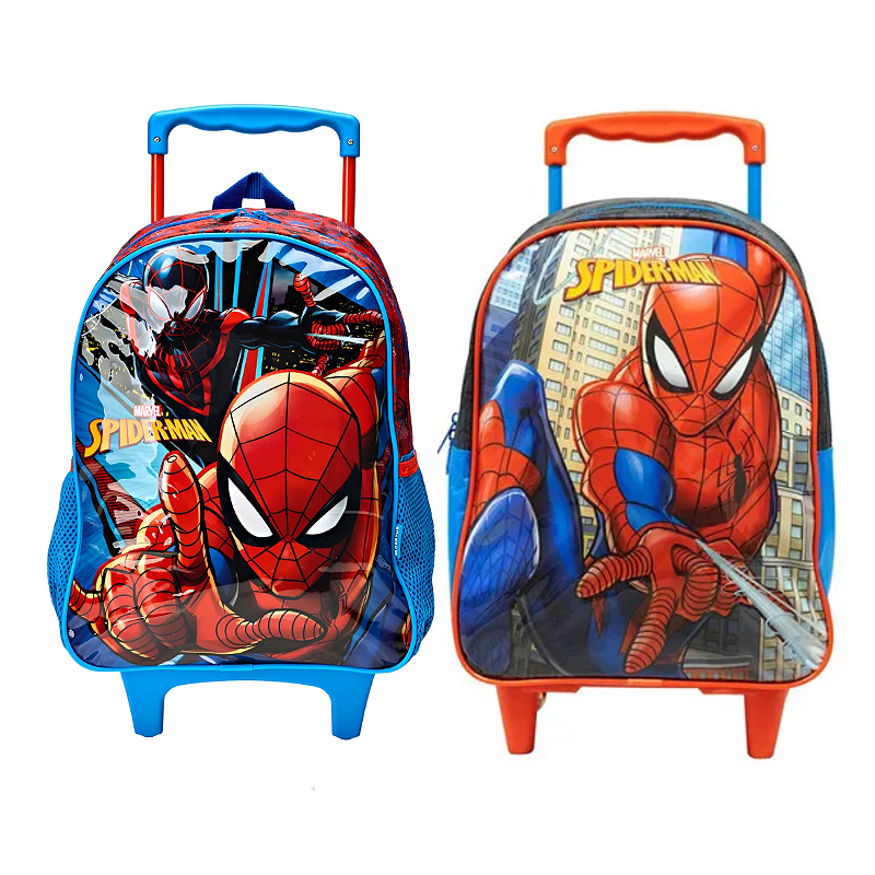 Mochila Escolar Homem Aranha Com Rodinhas Xeryus