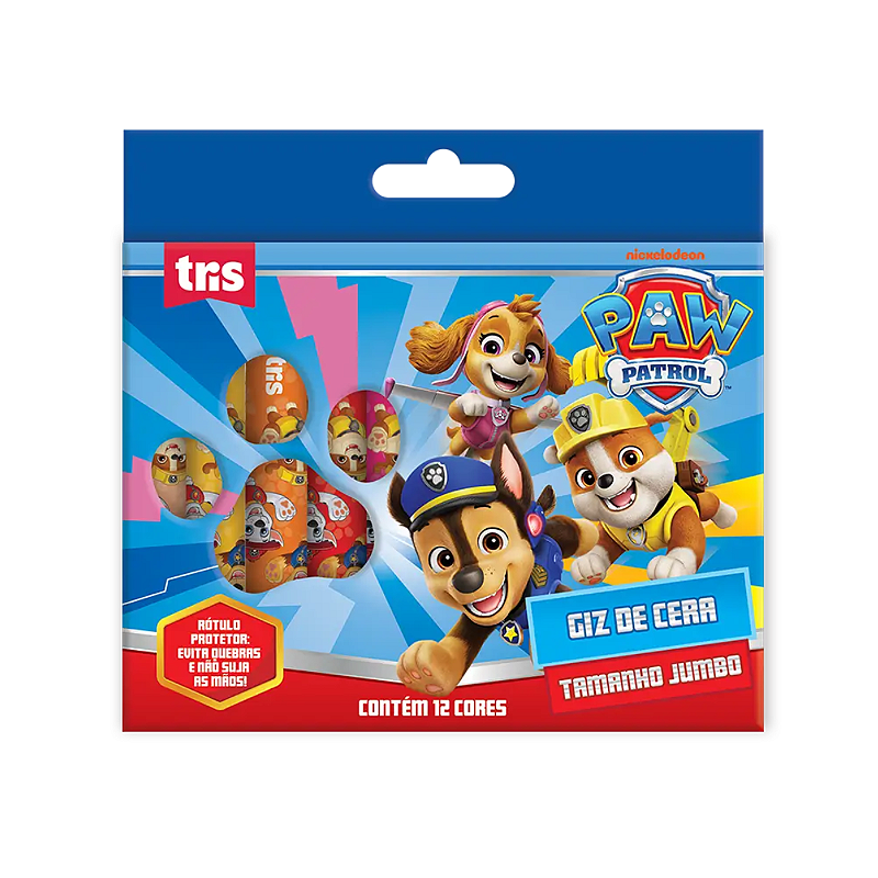 Giz de Cera 12 Cores Patrulha Canina Tris