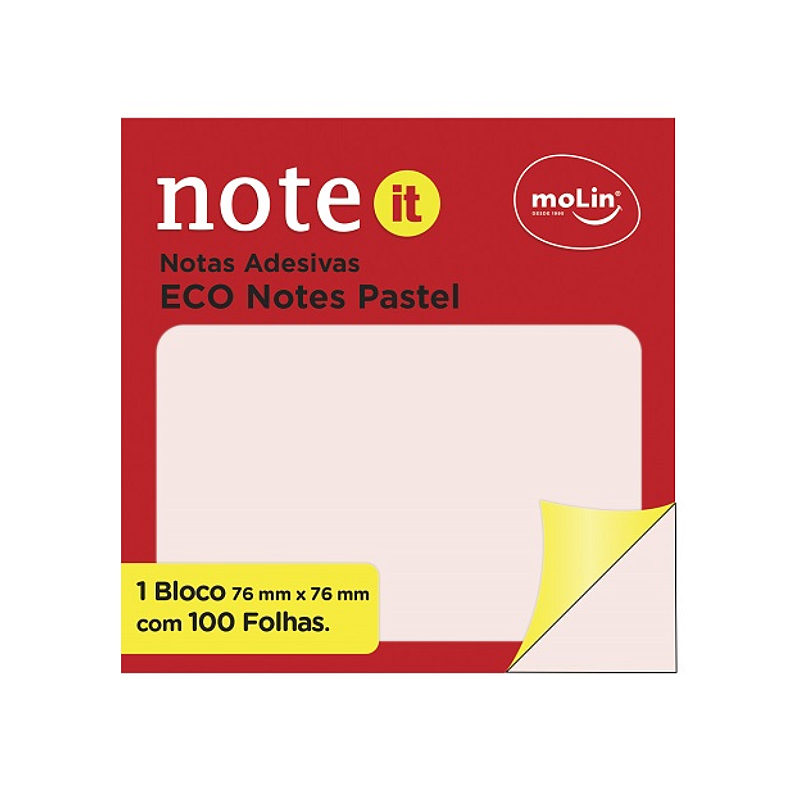 Bloco de Notas Adesivas Rosa 100 Folhas Molin