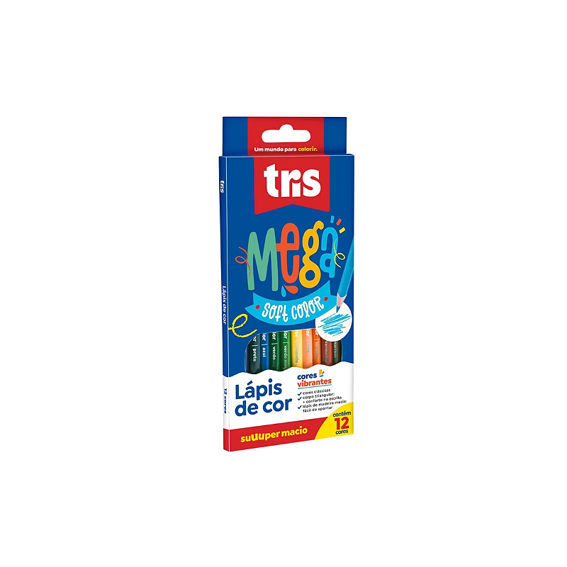 Lápis de Cor Mega Soft Color 12 Cores Tris