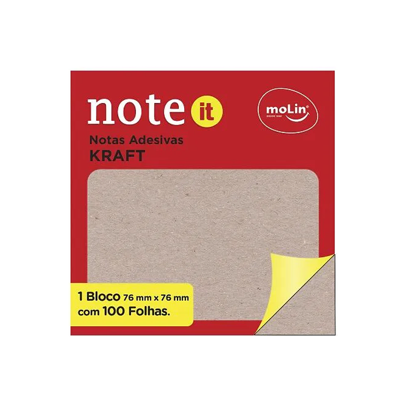 Bloco de Notas Adesivas Kraft 100 Folhas Molin