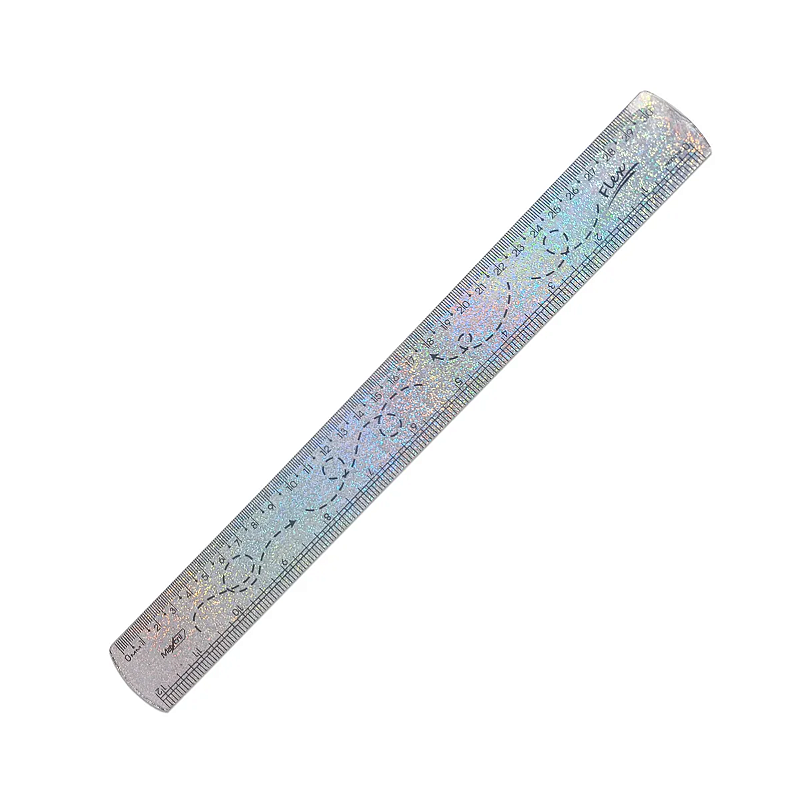 Régua Flexível Prata Holográfica C/ Glitter 30 cm Maxcril