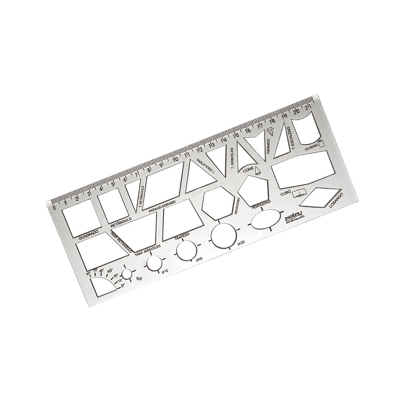 Régua Escolar Formas Geométricas 21cm Maxcril