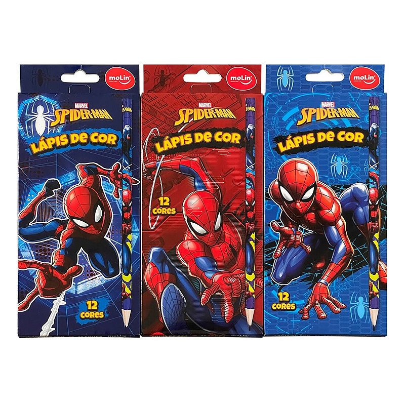 Lápis de Cor Homem Aranha 12 Cores MoLin
