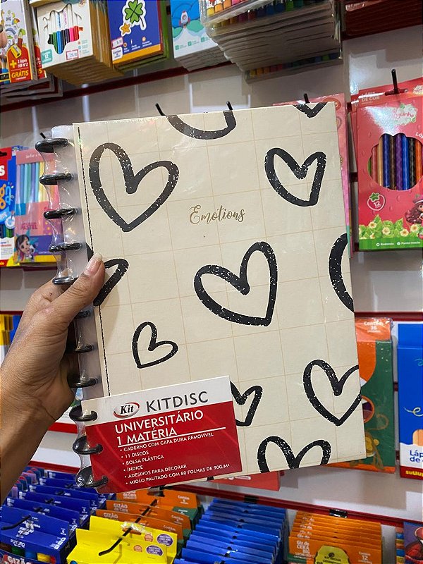 Caderno Emotions Coração 1 Mat Removível 90g Kitdisc