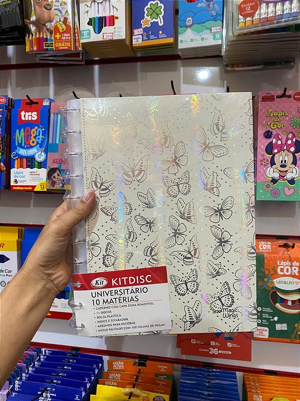Caderno Magic Wings Borboleta 10 Mat Removível 90g Kitdisc