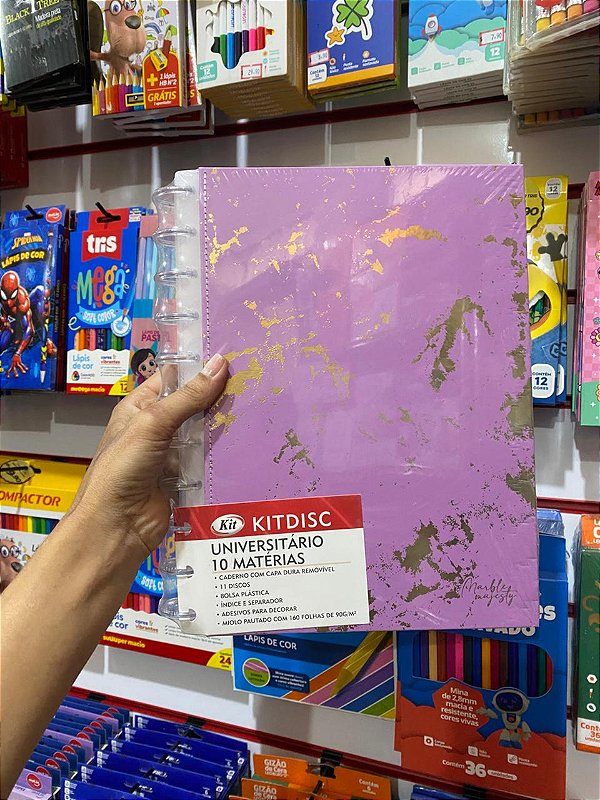 Caderno Marble Majesty Lilás 10 Mat Removível 90g Kitdisc