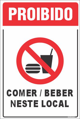 Placa De Proibido Comer Ou Beber Neste Local Trik 