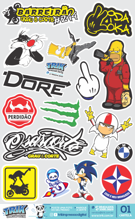 CARTELA 04 Adesivos Tuning Individual Stickers Moto Carro Bike