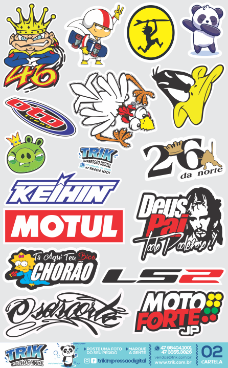 CARTELA 04 Adesivos Tuning Individual Stickers Moto Carro Bike