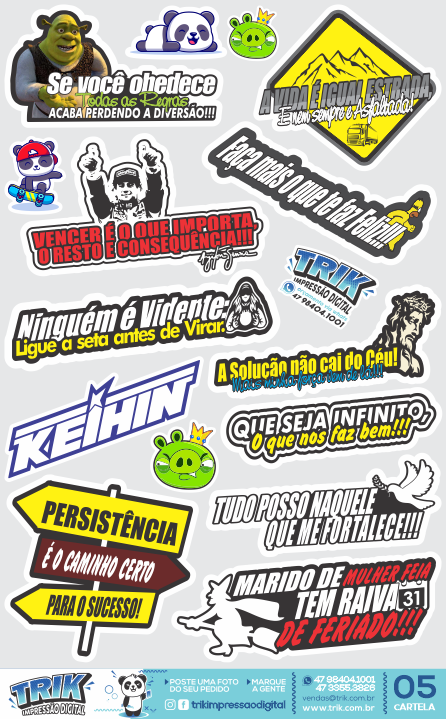 Cartela 18 de Adesivos Tuning Individual Stickers Moto Carro Bike