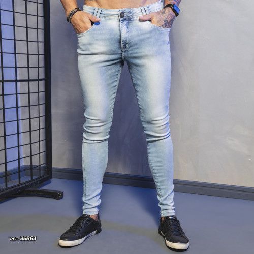 Calça masculina jeans moletom - Recortes