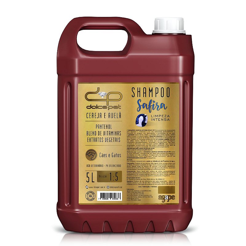 maaaiCOTA 5SHAMPOO 大容量 Shampoo Safira Limpeza Intensa Cereja e Avelã Dolce Pet - 5L