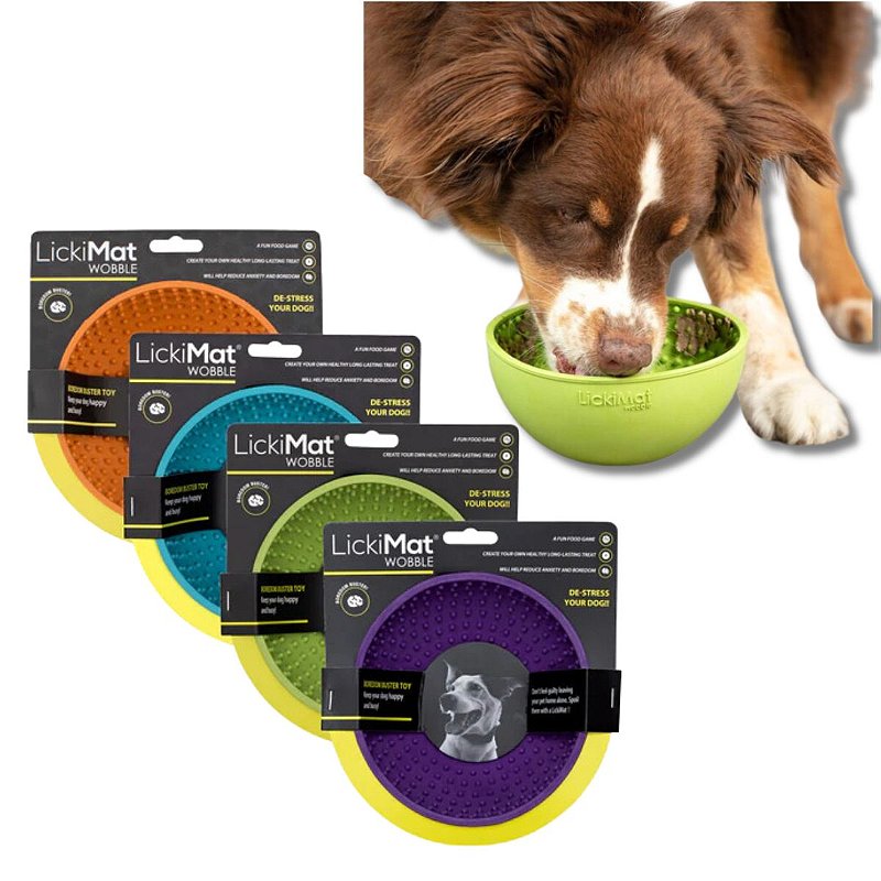 Tapete de Lamber Lickimat Wobble Tigela Comedouro Lento Para Cães