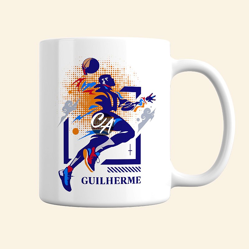 Caneca de Esportes Personalizada | Caneca de Basquete Masculina | Linha Fitness