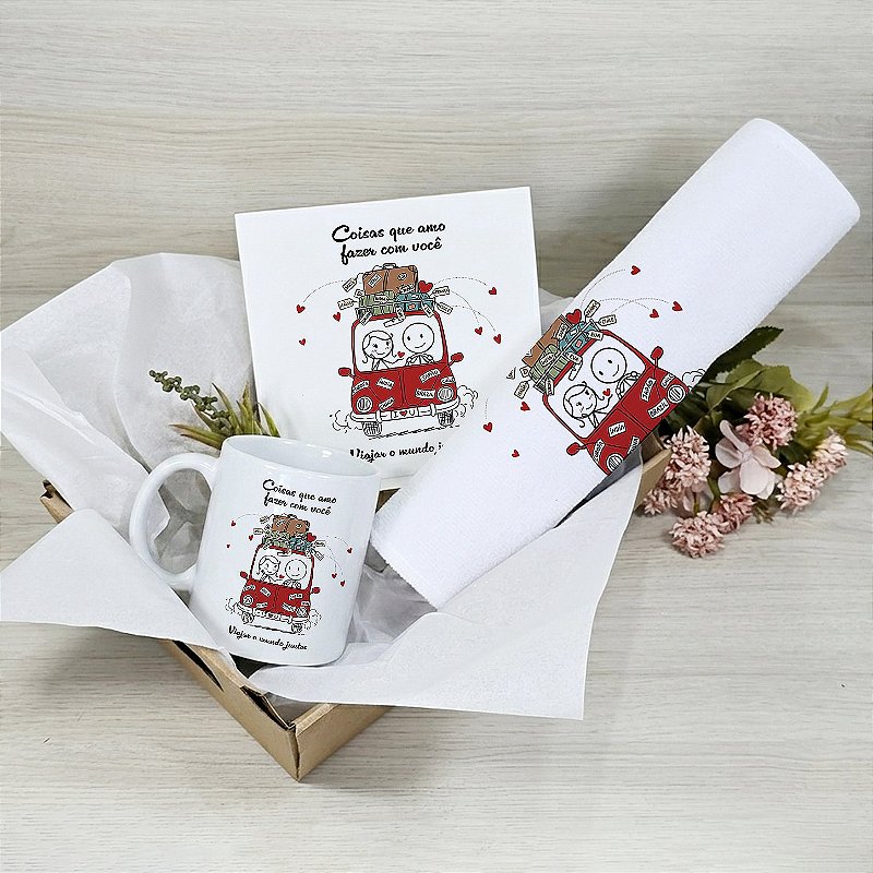Kit Apaixonado - Caneca, Toalha de Rosto e Azulejo Personalizados