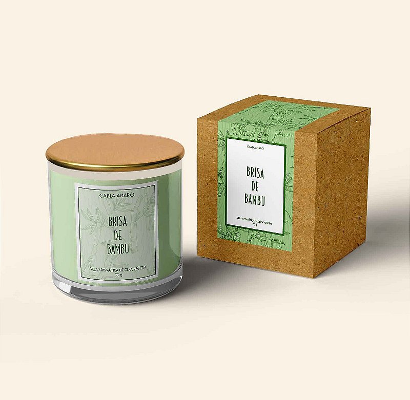 Vela Aromática Premium em Cera Vegetal com Tampa de Vedação | Brisa de Bambu